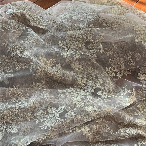 French Lace Dresses & Skirts - Brand New Gold French Floral Lace 5 Yards